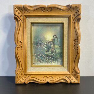 6 x 8 ANDRES ORPINAS print Vintage Woodland Cottage Picture flowers Daisy bucket